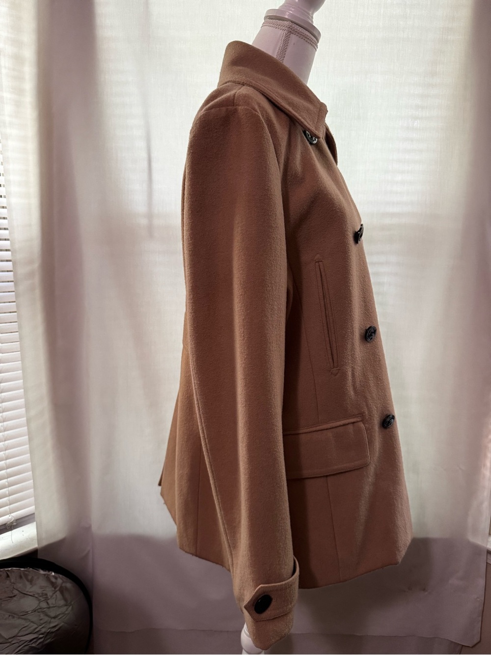 Chaps Camel Double-Breasted Peacoat - Picture 4 of 6